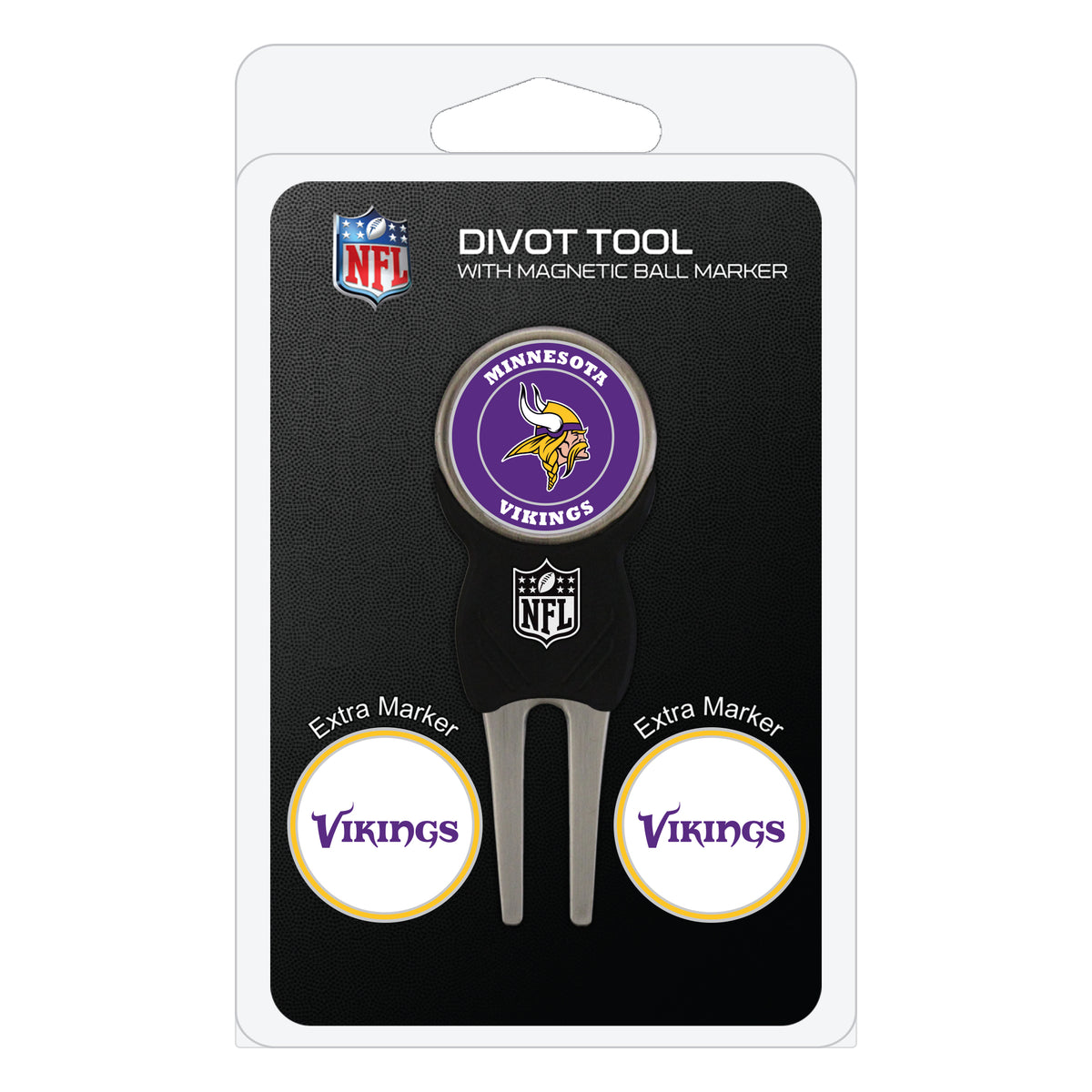 Minnesota Vikings divot repair tool and three ball markers