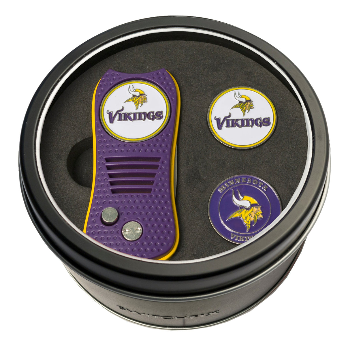 Minnesota Vikings Switchblade divot tool and ball marker tin gift set