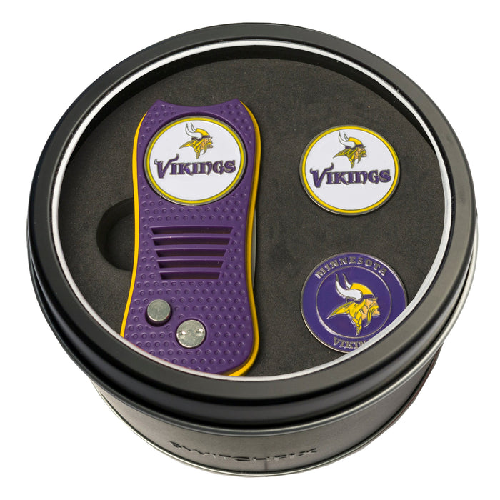 Minnesota Vikings Switchblade divot tool and ball marker tin gift set
