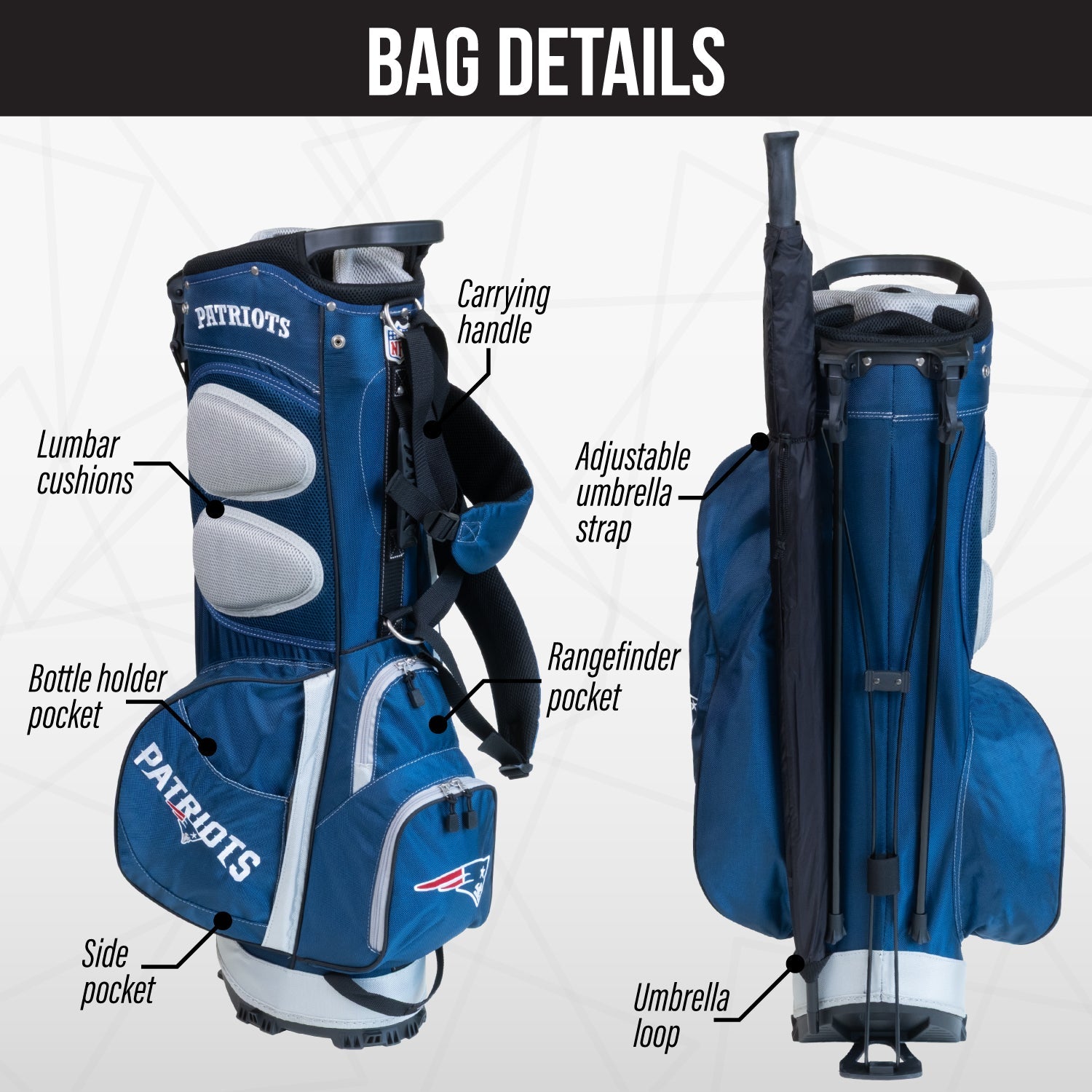 New England Patriots Fairway Stand Bag - Image 2 - Club Rehab