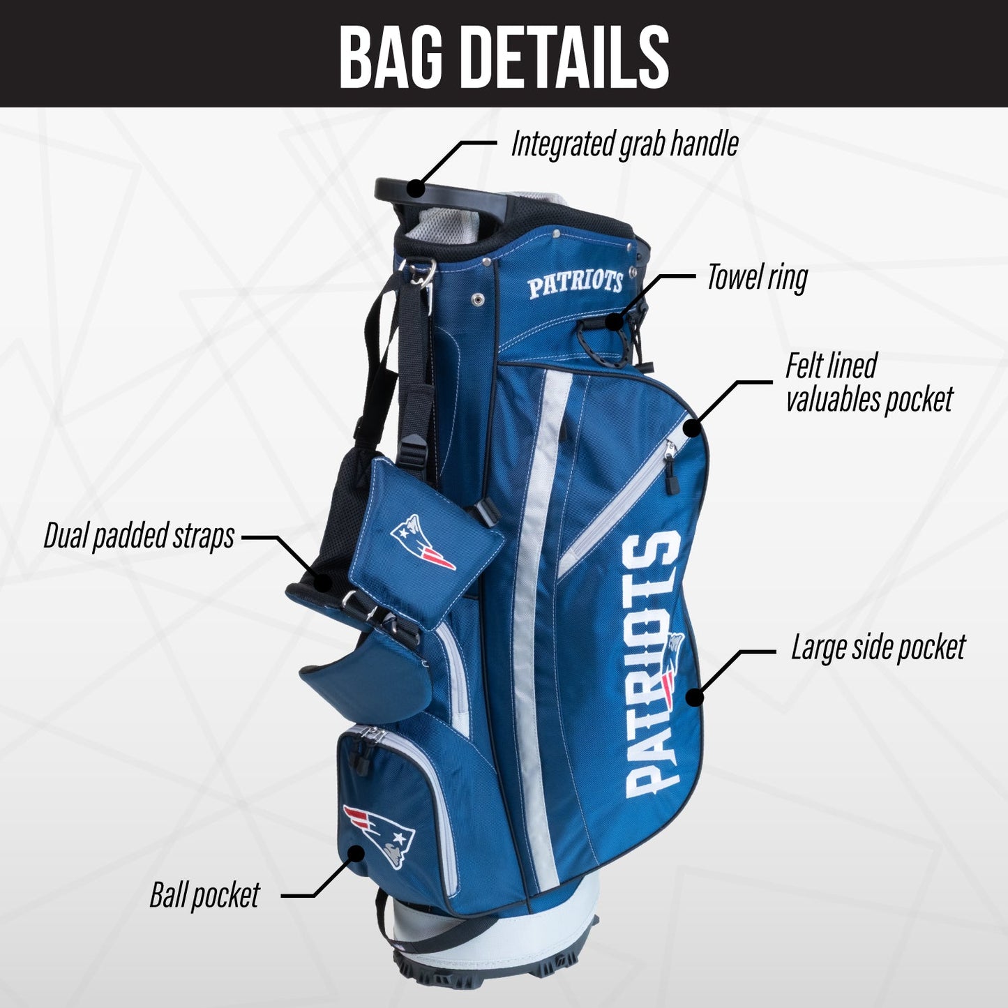 New England Patriots Fairway Stand Bag - Image 3 - Club Rehab