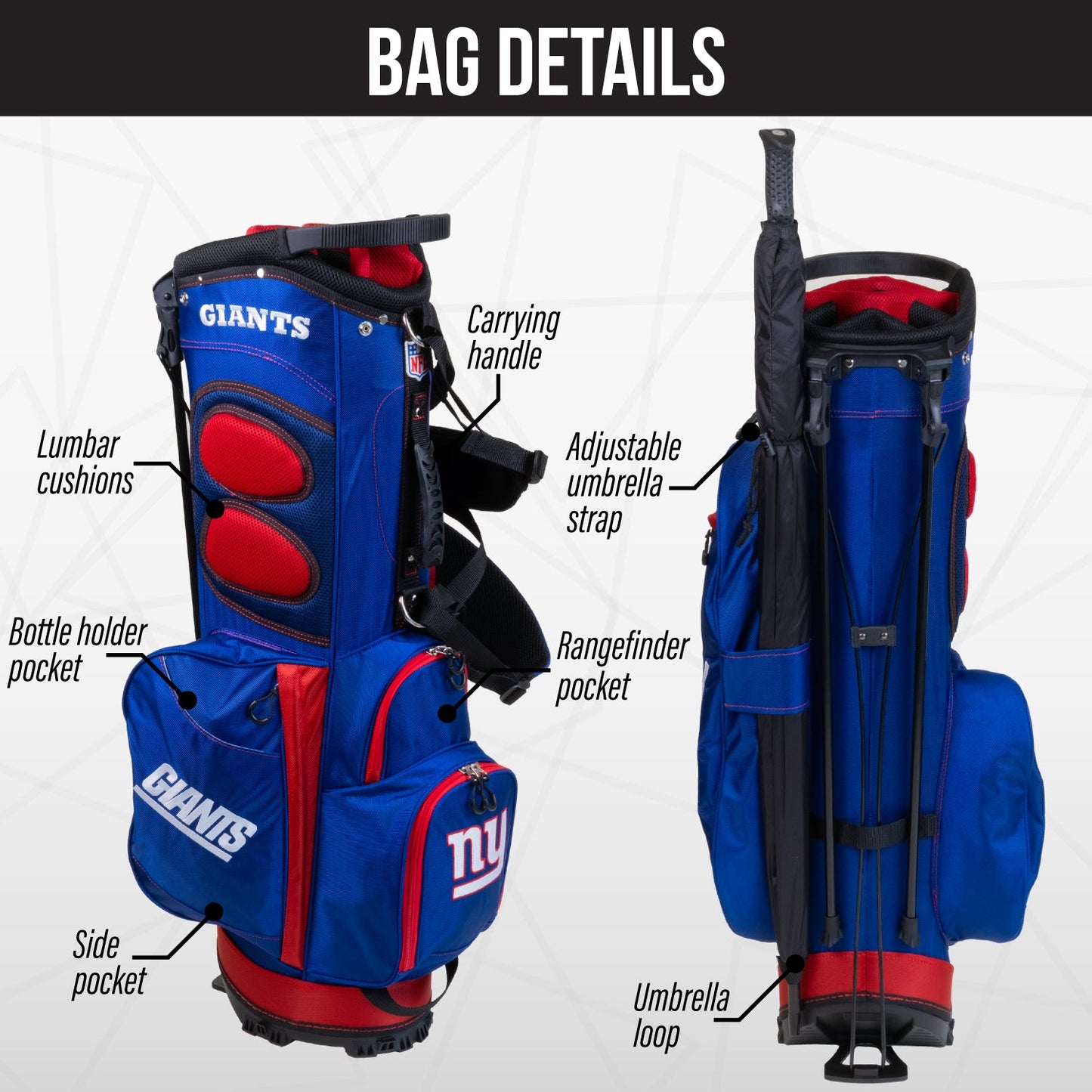 New York Giants Fairway Stand Bag - Image 2 - Club Rehab