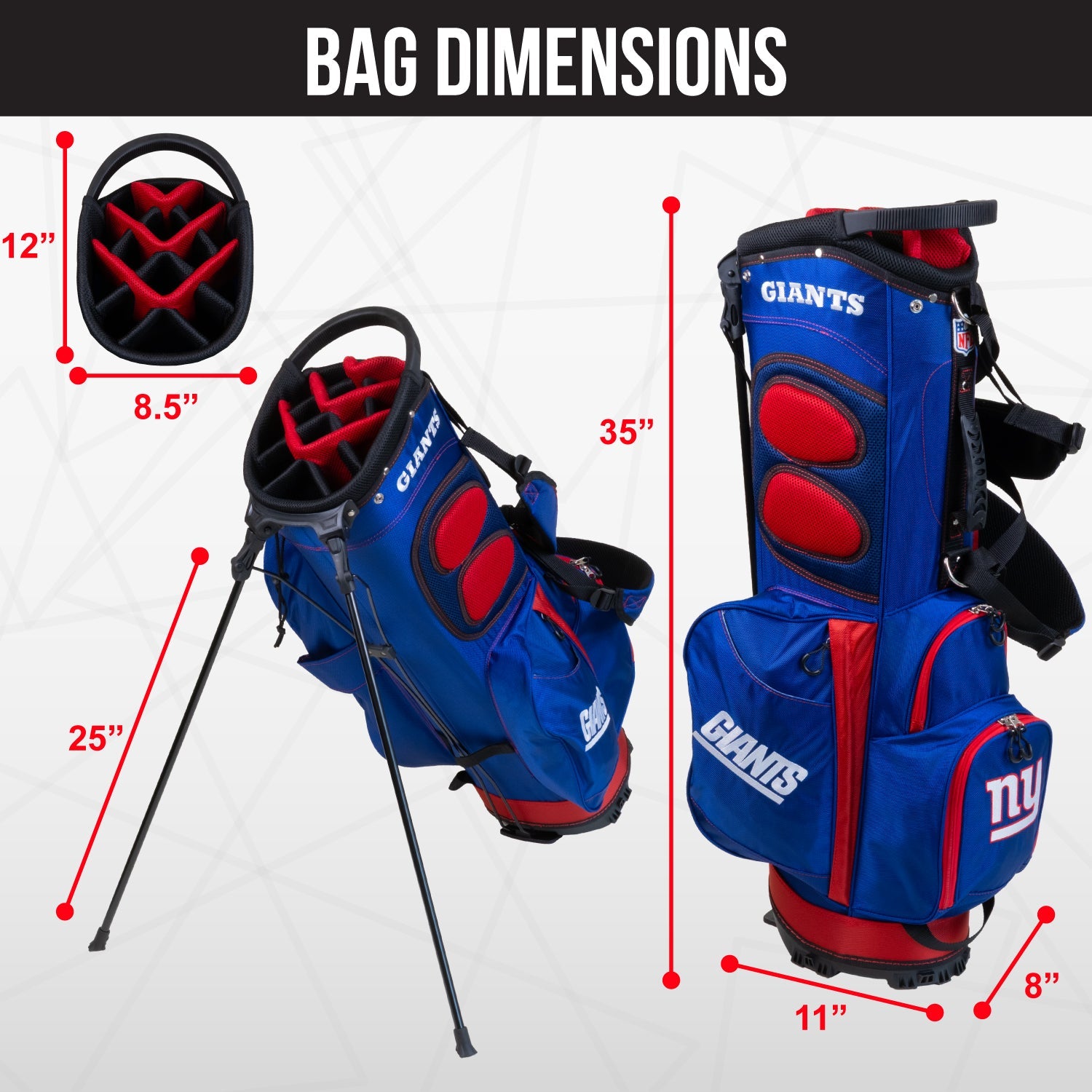 New York Giants Fairway Stand Bag - Image 4 - Club Rehab