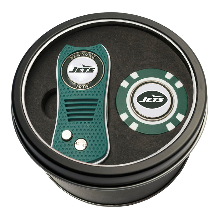 New York Jets Switchblade divot tool and ball marker tin gift set