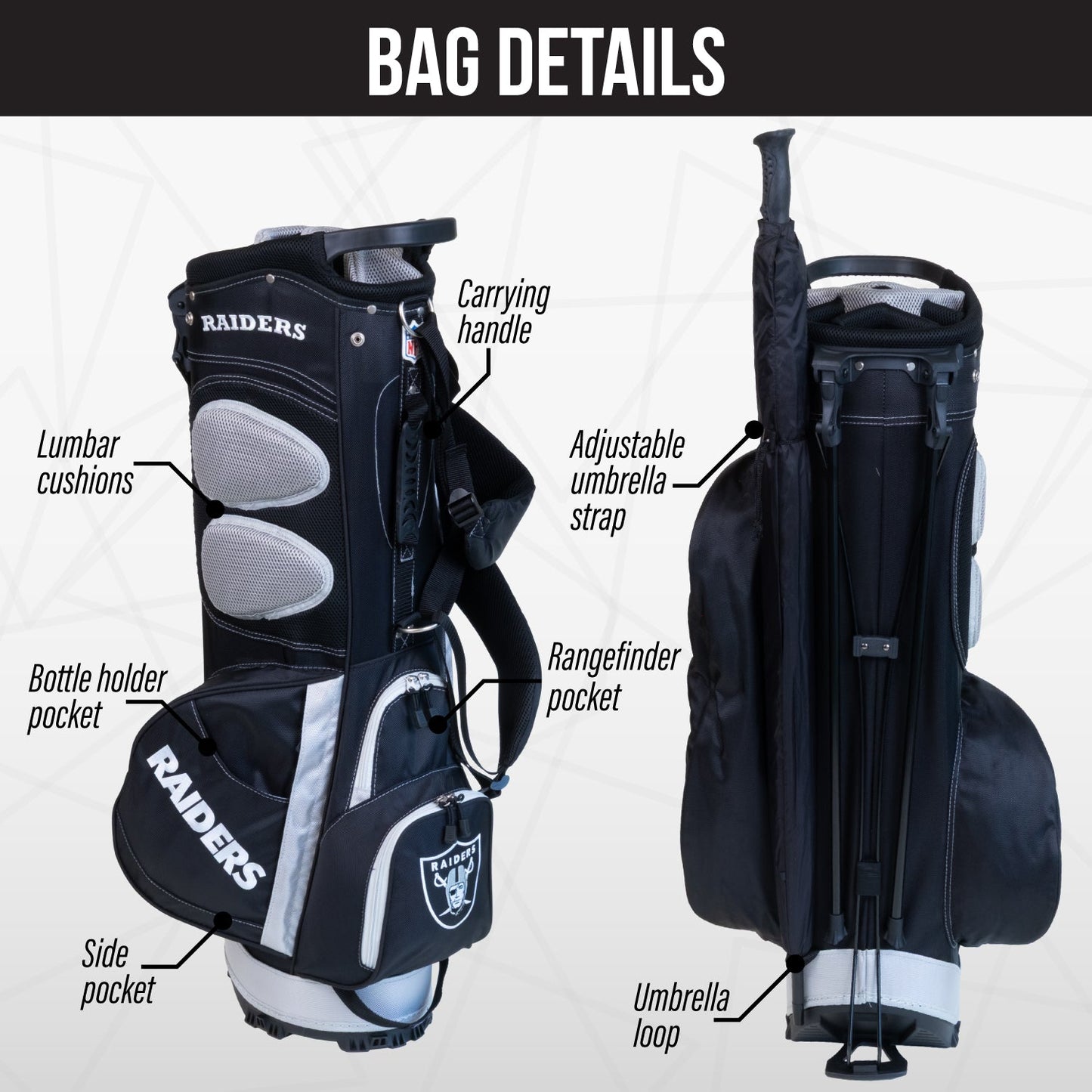 Las Vegas Raiders Fairway Stand Bag - Image 2 - Club Rehab