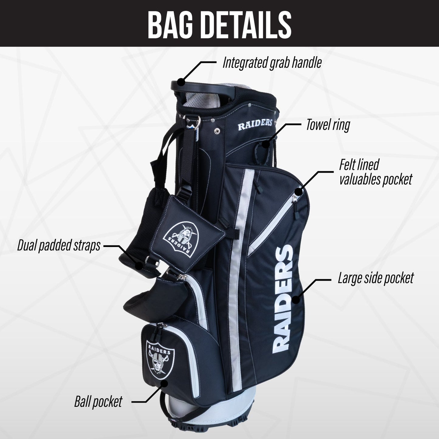 Las Vegas Raiders Fairway Stand Bag - Image 3 - Club Rehab