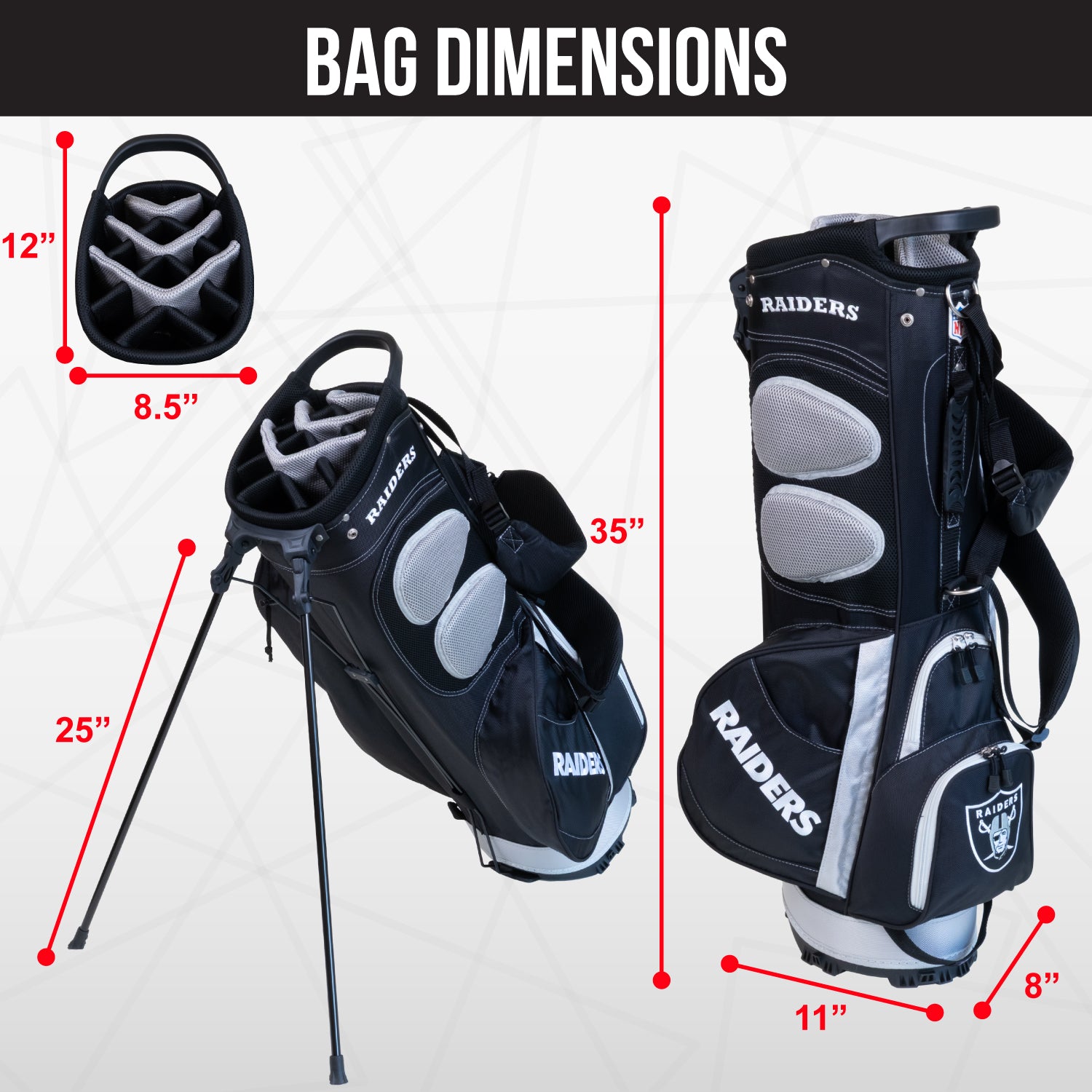 Las Vegas Raiders Fairway Stand Bag - Image 4 - Club Rehab