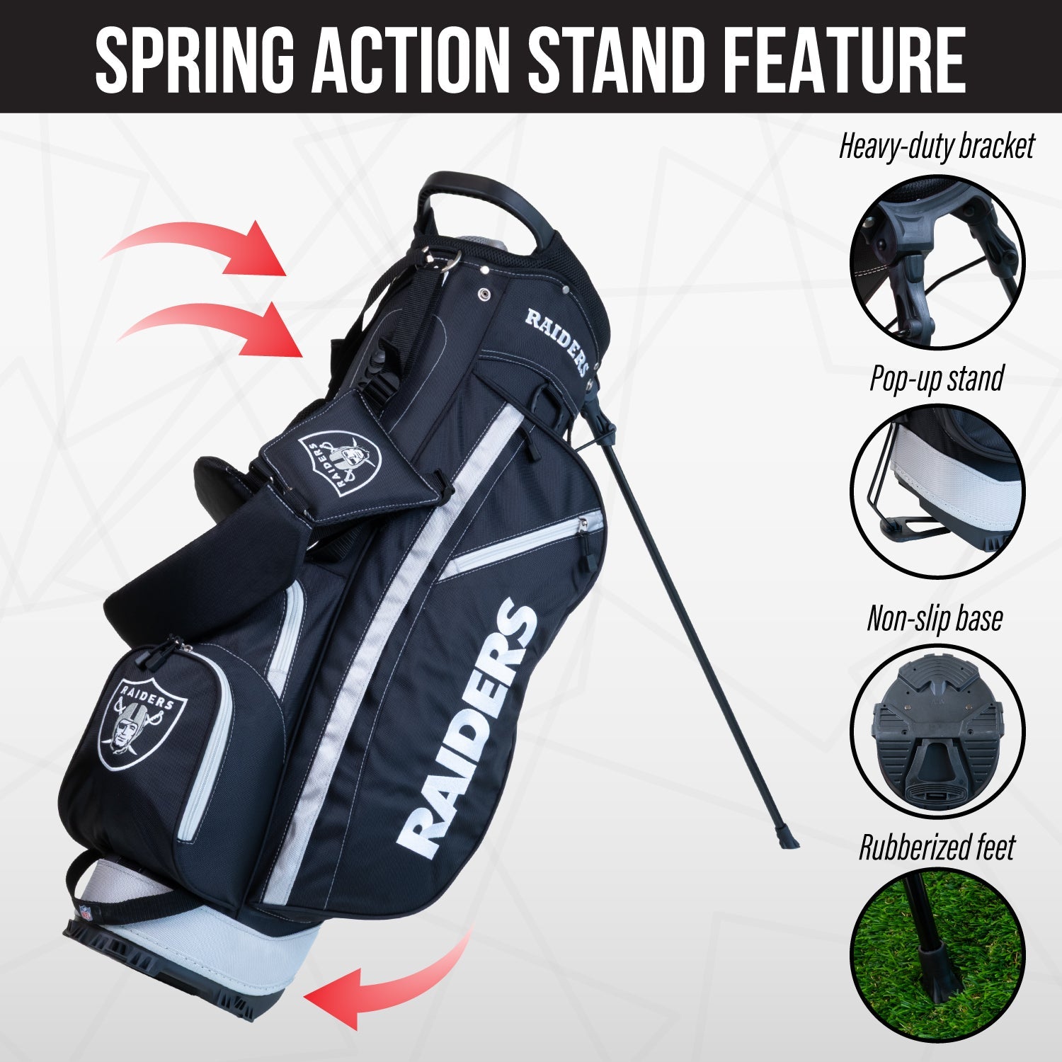 Las Vegas Raiders Fairway Stand Bag - Image 5 - Club Rehab