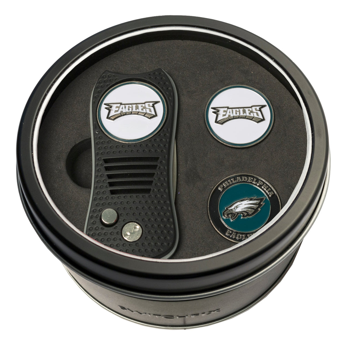 Philadelphia Eagles Switchblade divot tool and ball marker tin gift set