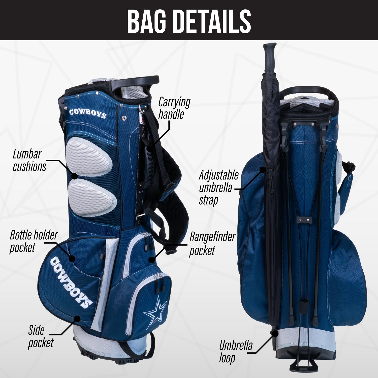 Dallas Cowboys Fairway Stand Bag - Image 2 - Club Rehab