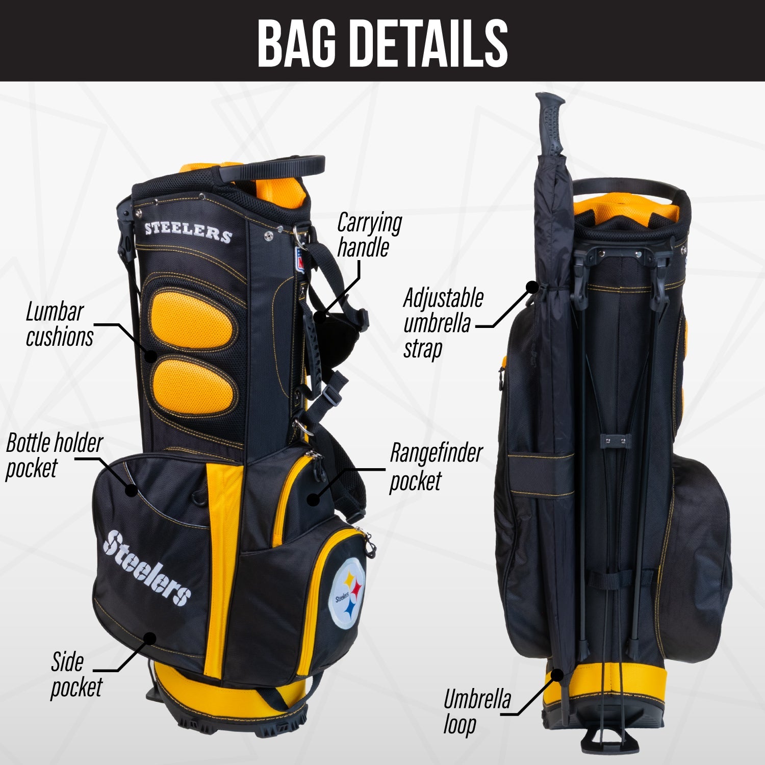Pittsburgh Steelers Fairway Stand Bag - Image 2 - Club Rehab