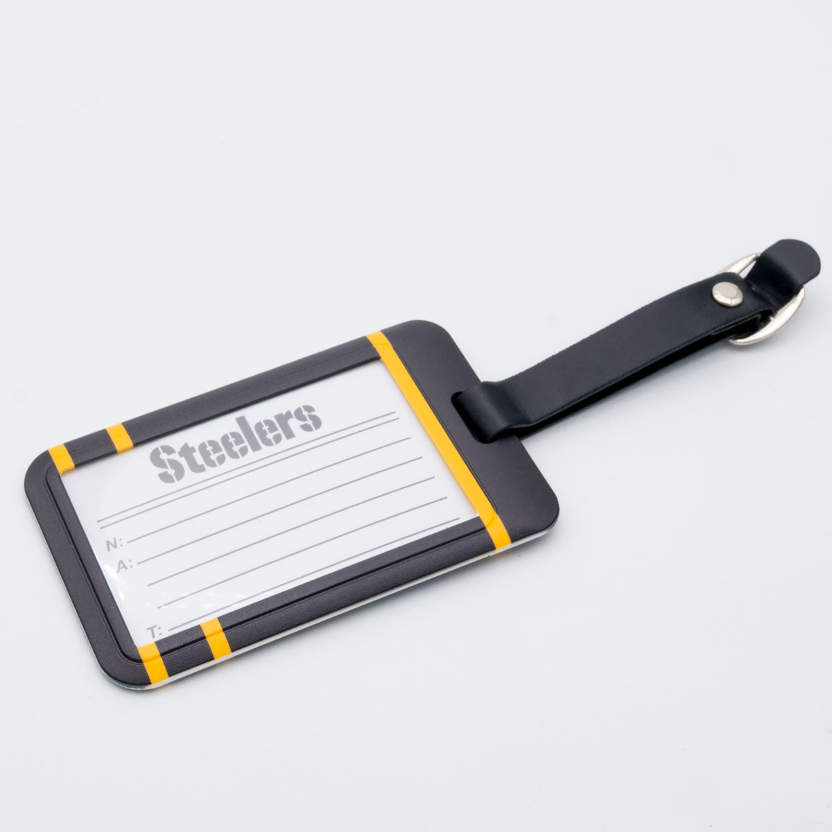 Pittsburgh Steelers plastic golf bag tag by Team Golf, product photo 2