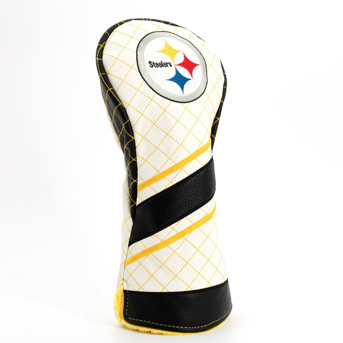 Pittsburgh Steelers Striped Driver quilted headcover, angled view