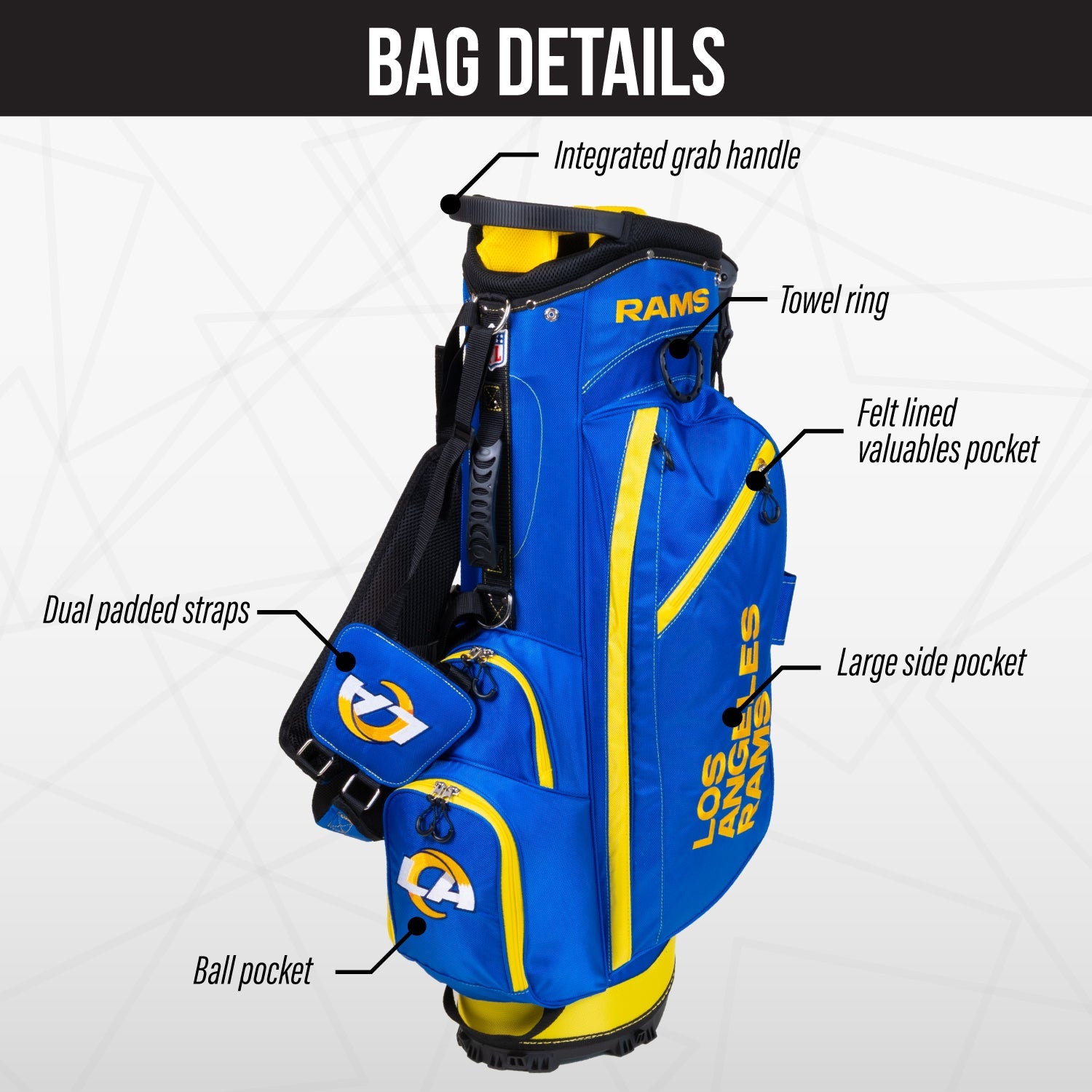Los Angeles Rams Fairway Stand Bag Fairway Stand Bag - Image 3 - Club Rehab