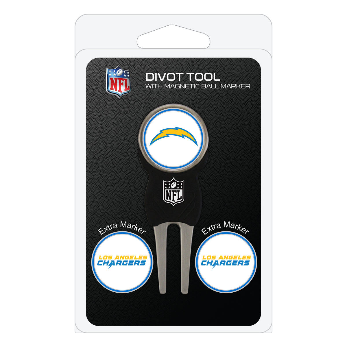 Los Angeles Chargers divot repair tool and three ball markers