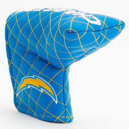 Los Angeles Chargers Solid Blade Putter quilted headcover, angled view