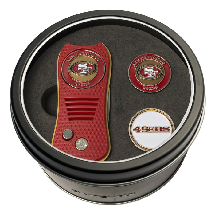 San Francisco Switchblade divot tool and ball marker tin gift set