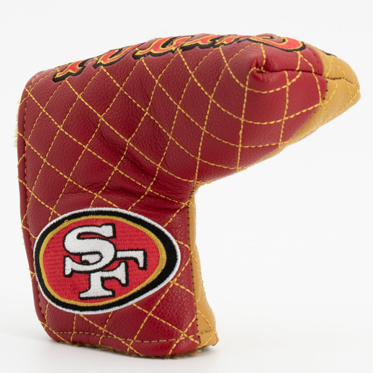 San Francisco 49ers Split Blade Putter quilted headcover, angled view