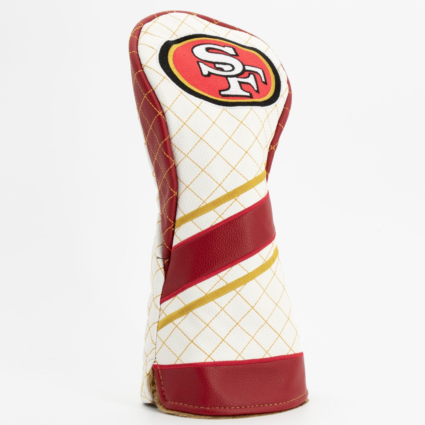 Golf club head cover with San Francisco 49ers logo on a white background