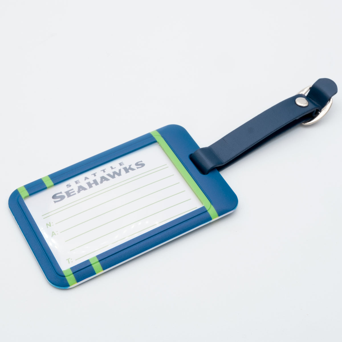 Seattle Seahawks plastic golf bag tag by Team Golf, product photo 2
