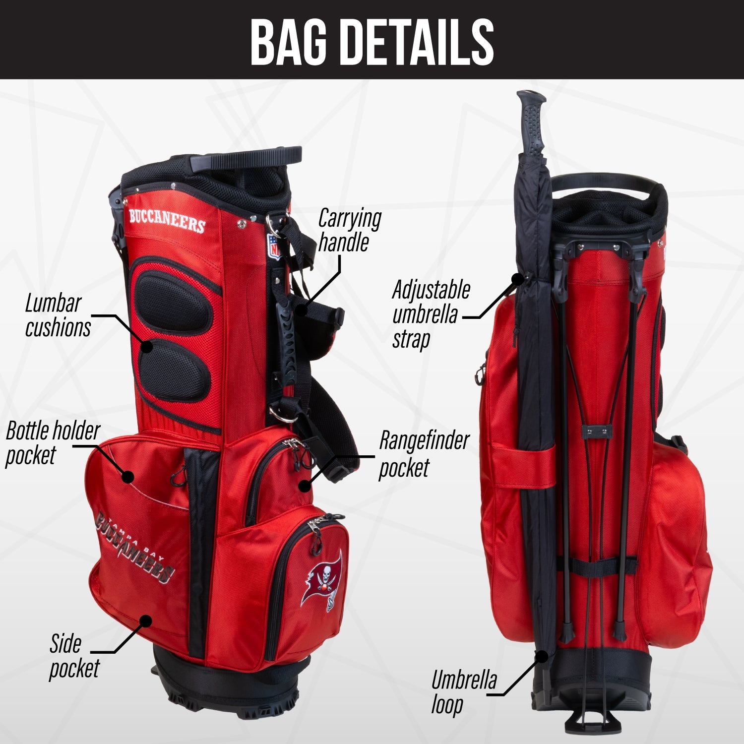 Tampa Bay Buccaneers Fairway Stand Bag - Image 2 - Club Rehab