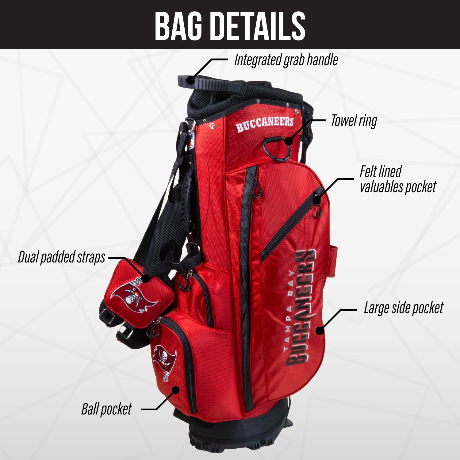 Tampa Bay Buccaneers Fairway Stand Bag - Image 3 - Club Rehab