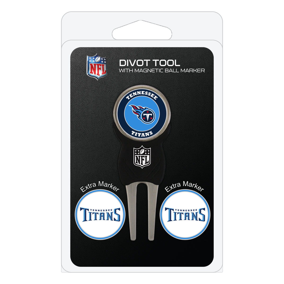 Tennessee Titans divot repair tool and three ball markers