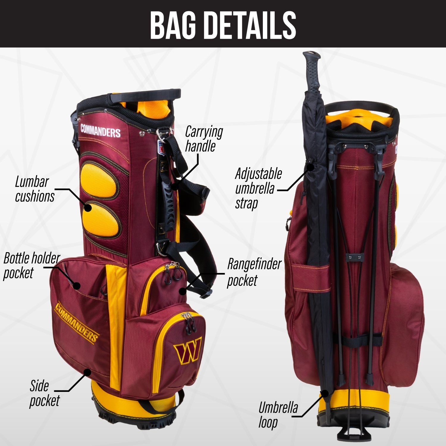 Washington Commanders Fairway Stand Bag - Image 2 - Club Rehab