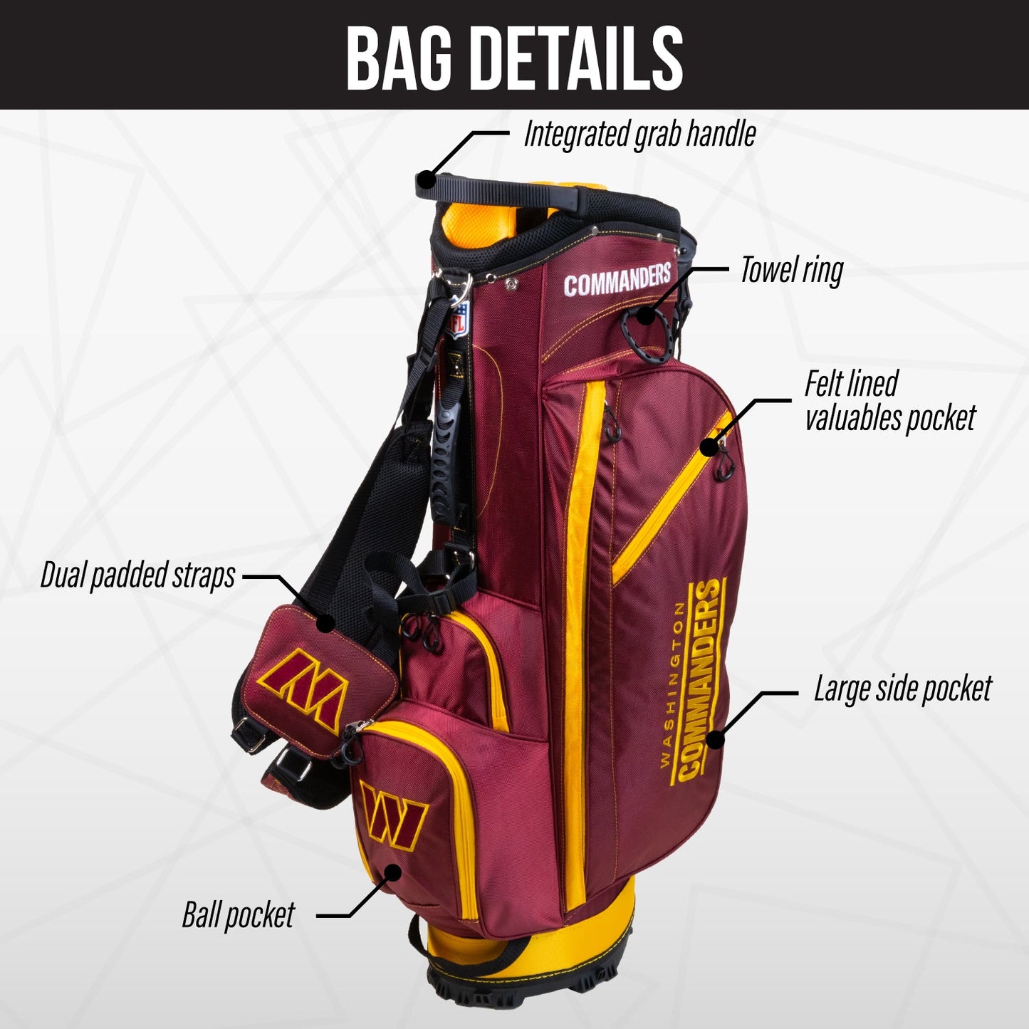 Washington Commanders Fairway Stand Bag - Image 3 - Club Rehab
