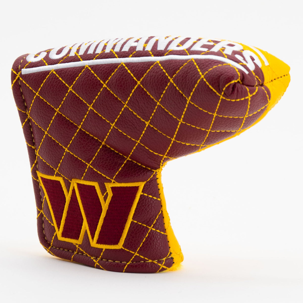 Washington Commanders Split Blade Putter quilted headcover, angled view