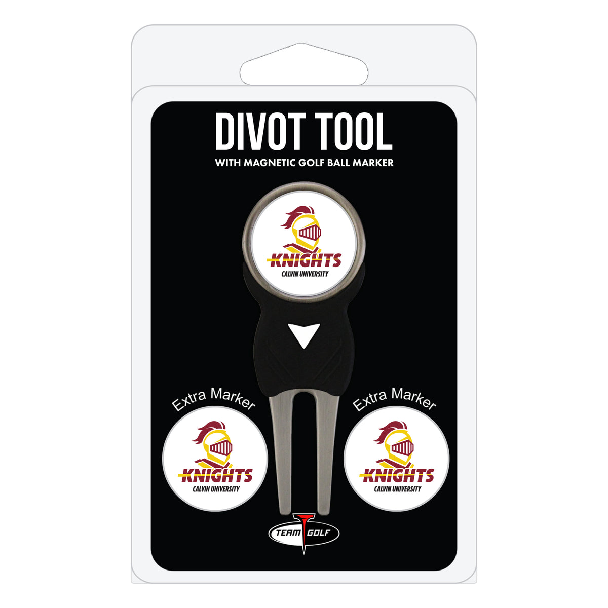 Calvin Knights divot repair tool and three ball markers