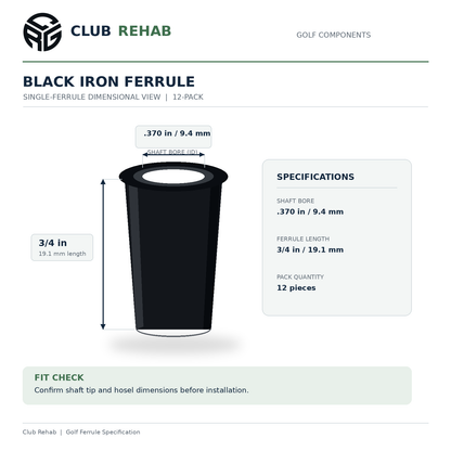 .370 Black Iron Ferrules - 3/4" - 12 Pack, alternate product view 2