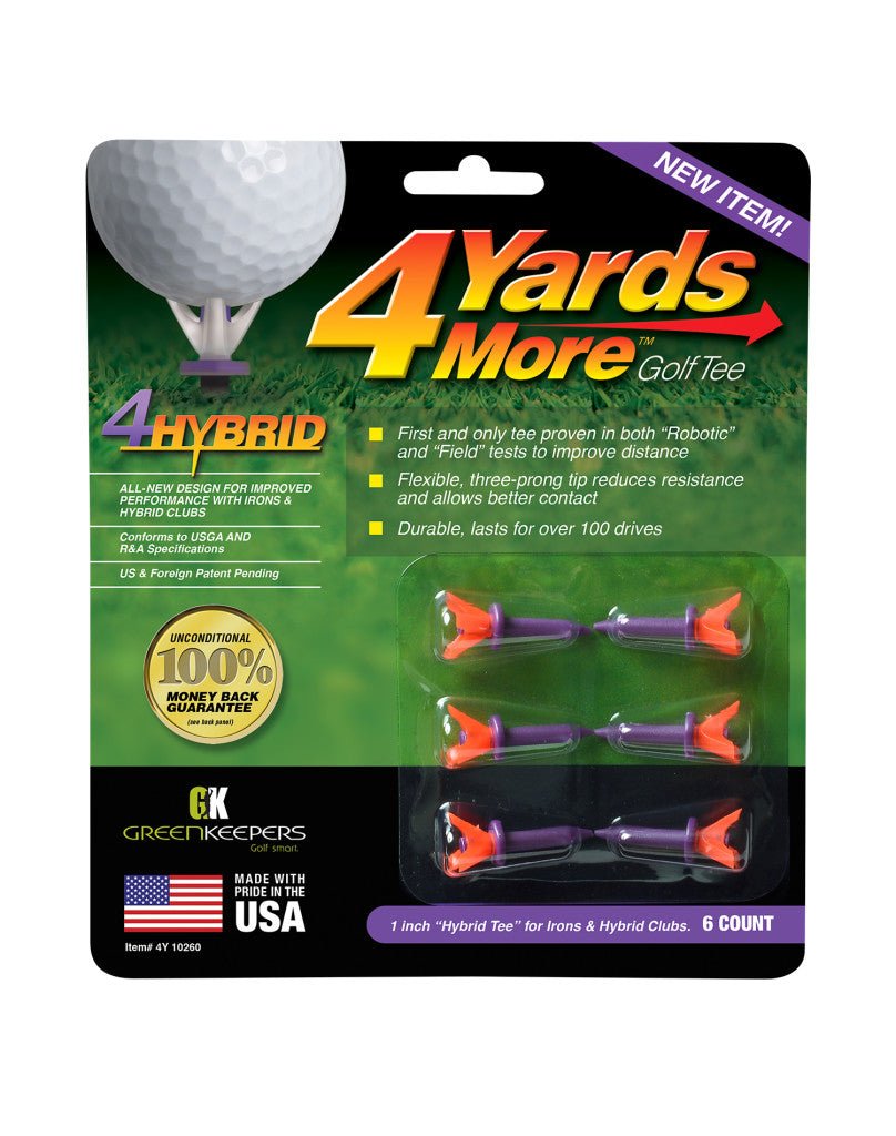 4 Yards More Golf Tees - 1 inch "Hybrid tee " for irons and hybrid clubs - Club Rehab