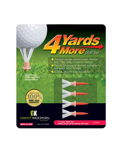4 Yards More Golf Tees - 1 - 3/4 inch “Short Tee” perfect for Par 3s and driving with irons. - Club Rehab