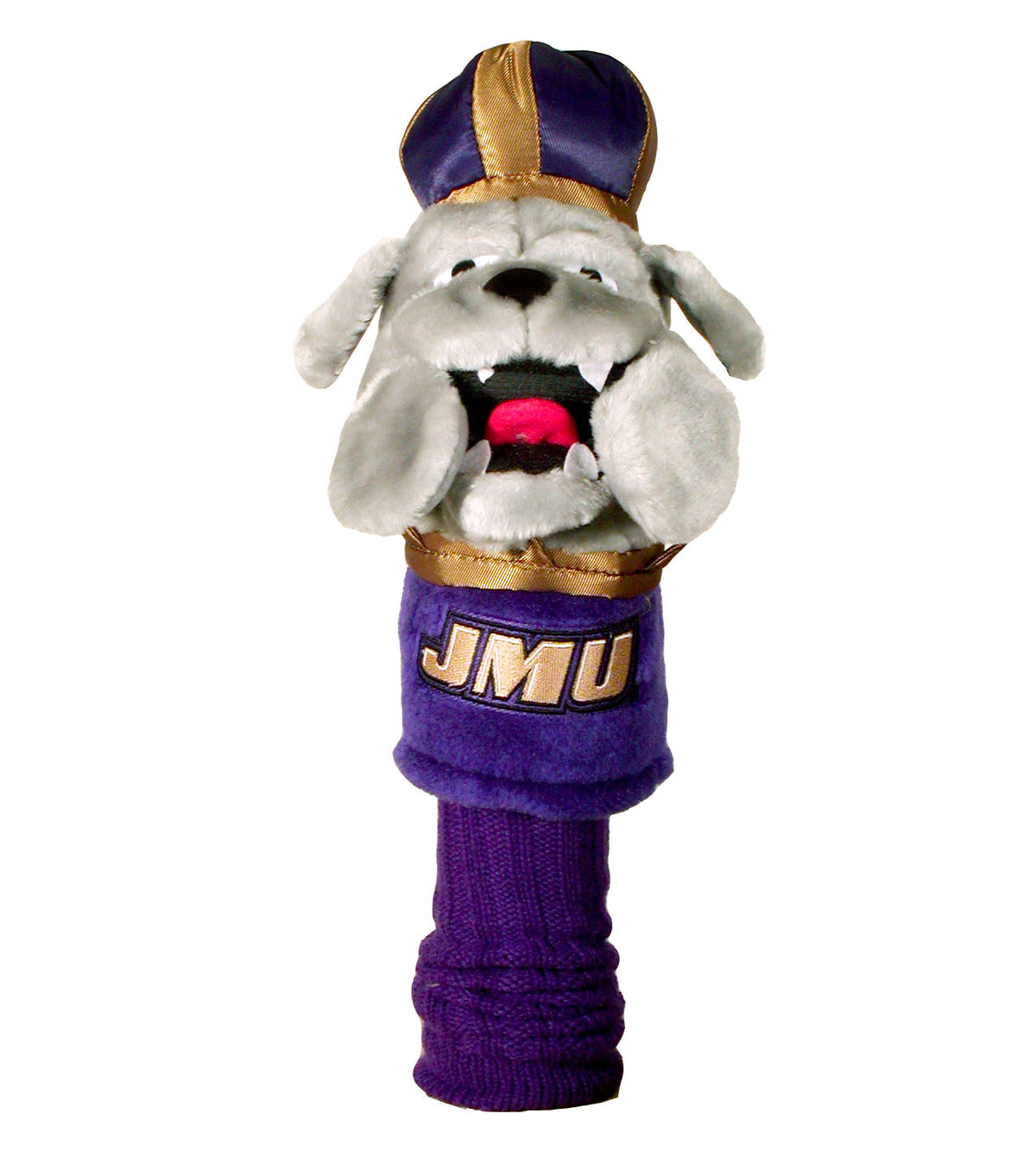 James Madison Dukes crowned bulldog mascot driver headcover with gold JMU logo