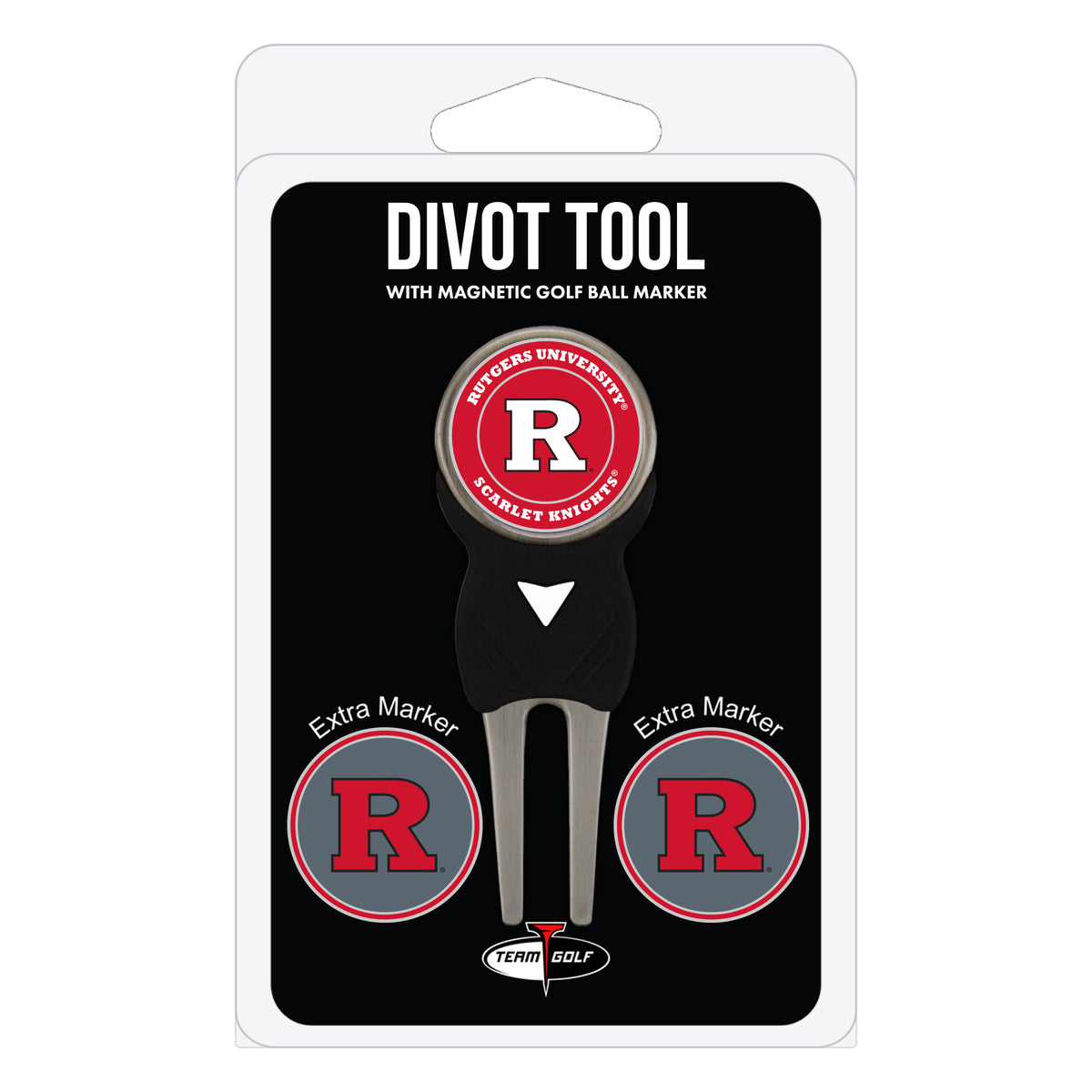 Rutgers Scarlet Knights divot repair tool and three ball markers