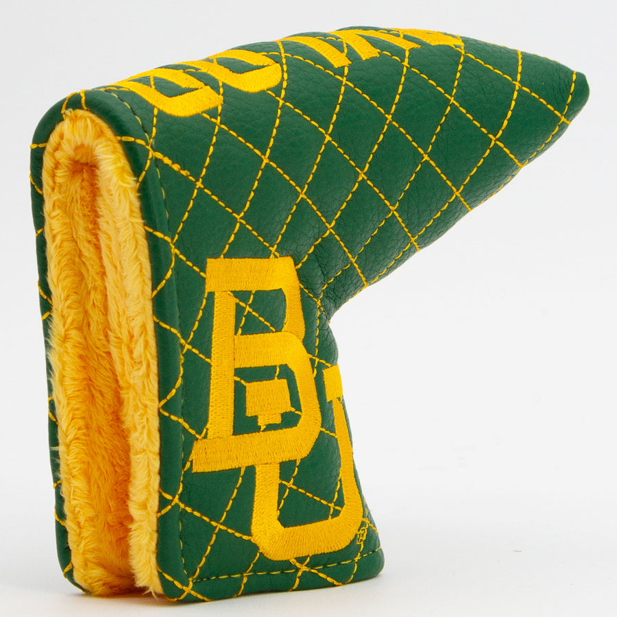 Baylor Bears solid quilted blade putter cover: original opening and lining detail