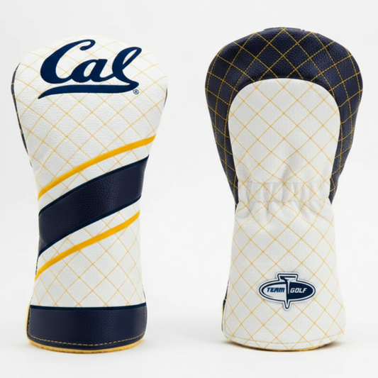 Two golf club head covers with 'Cal' and a logo on a white background