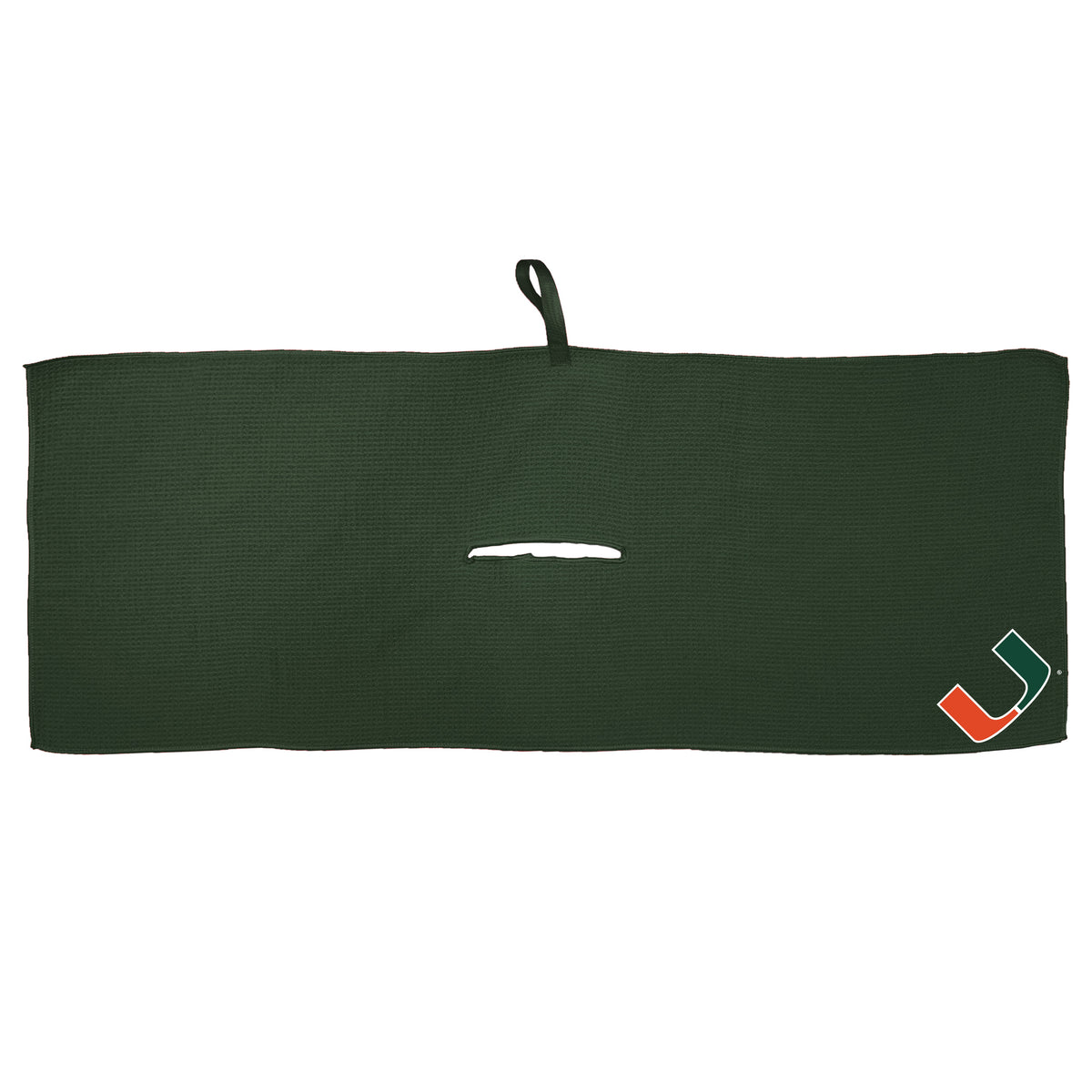 Miami Hurricanes 16 x 40 microfiber golf towel with team logo