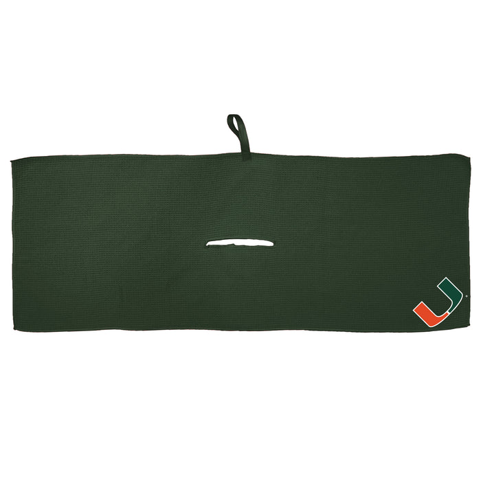 Miami Hurricanes 16 x 40 microfiber golf towel with team logo