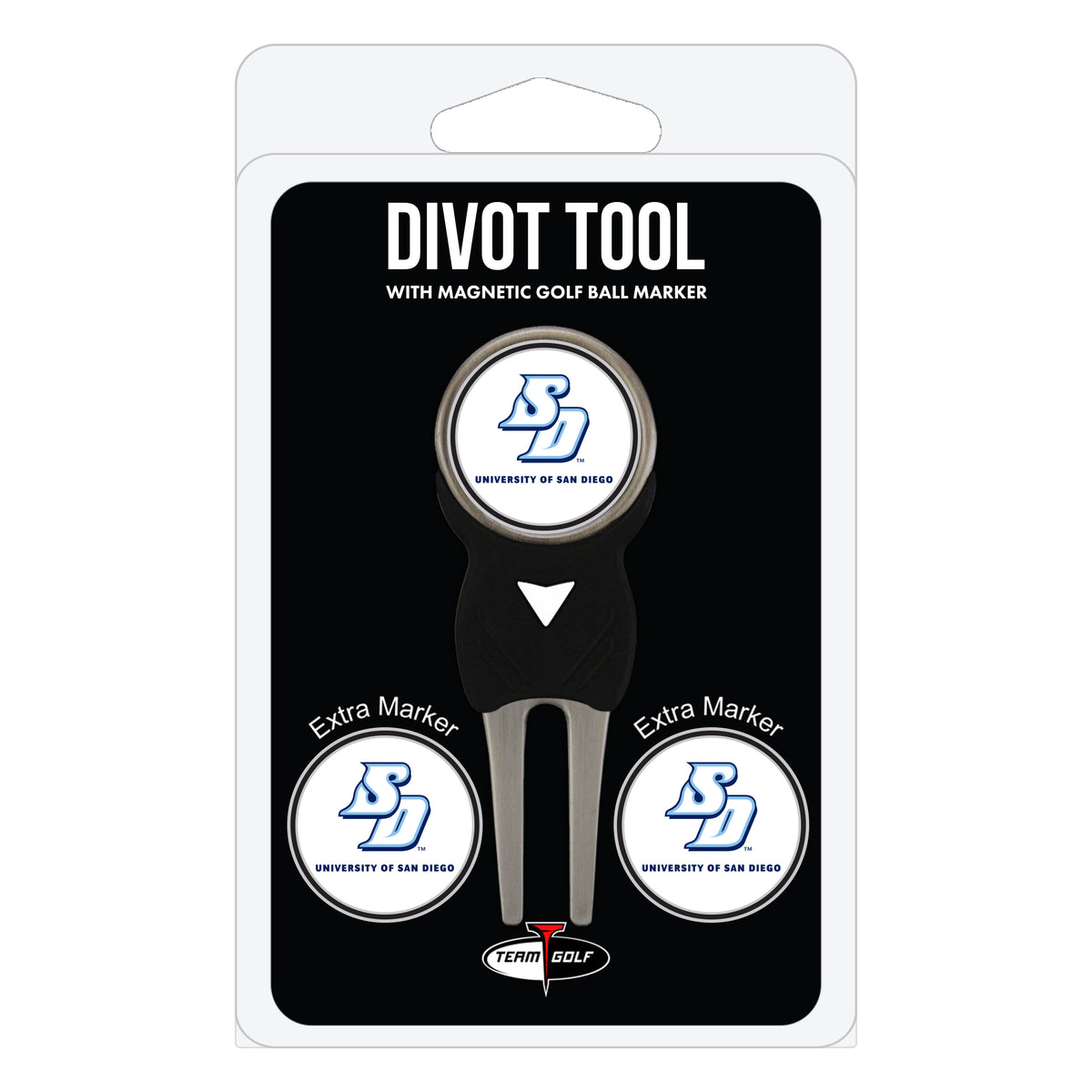 San Diego Toreros divot repair tool and three ball markers