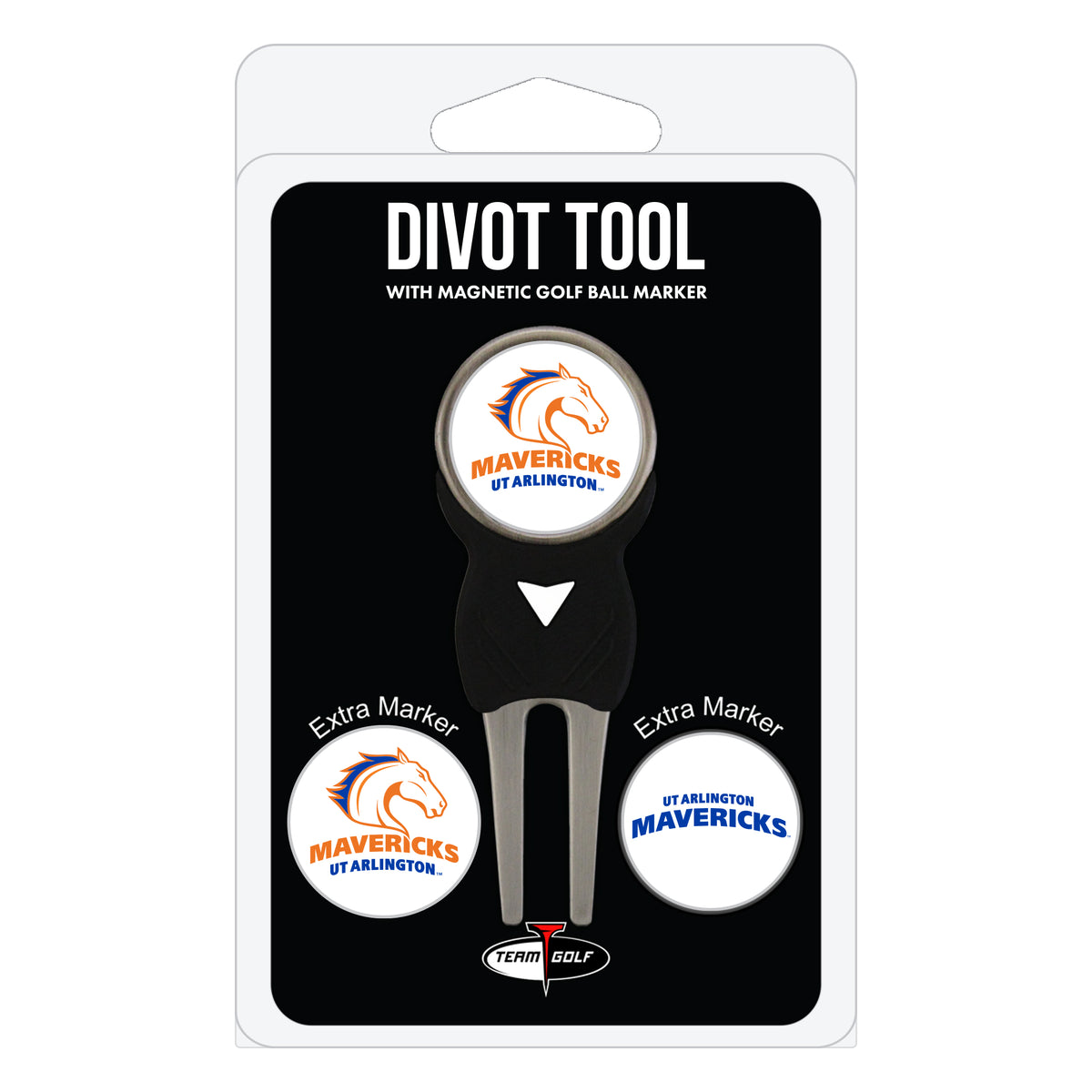 UT Arlington Mavericks divot repair tool and three ball markers