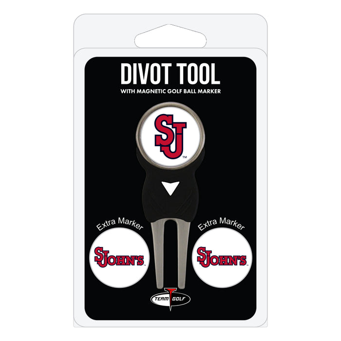 St. John's Red Storm divot repair tool and three ball markers