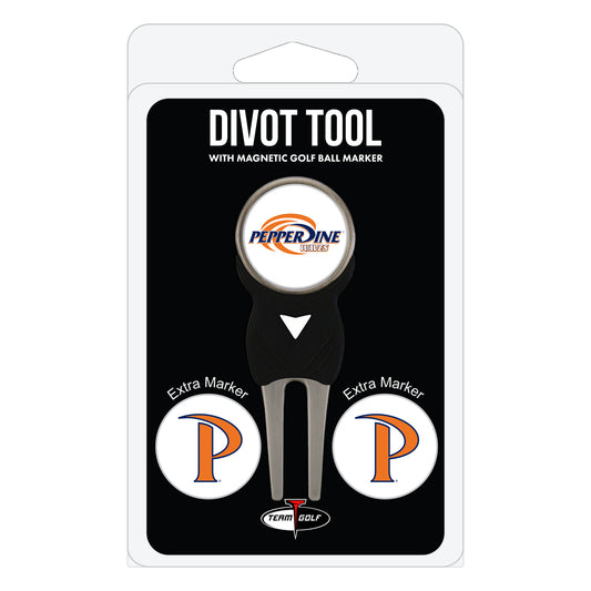 Pepperdine Waves divot repair tool and three ball markers