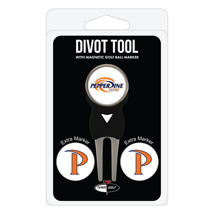 Pepperdine Waves divot repair tool and three ball markers