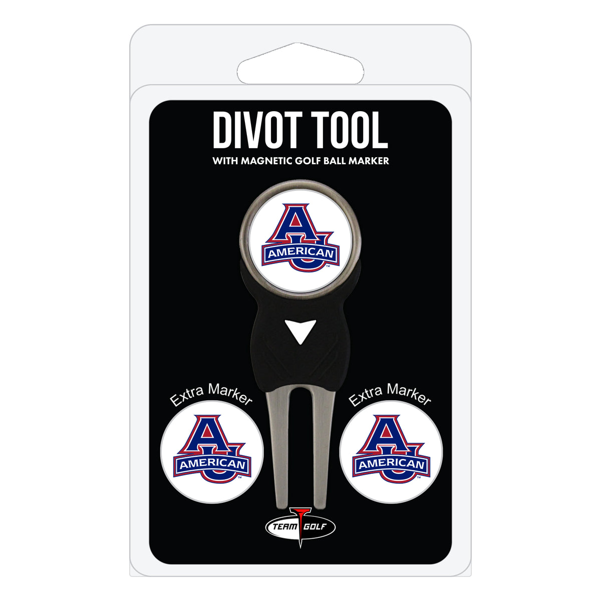 American University Eagles divot repair tool and three ball markers