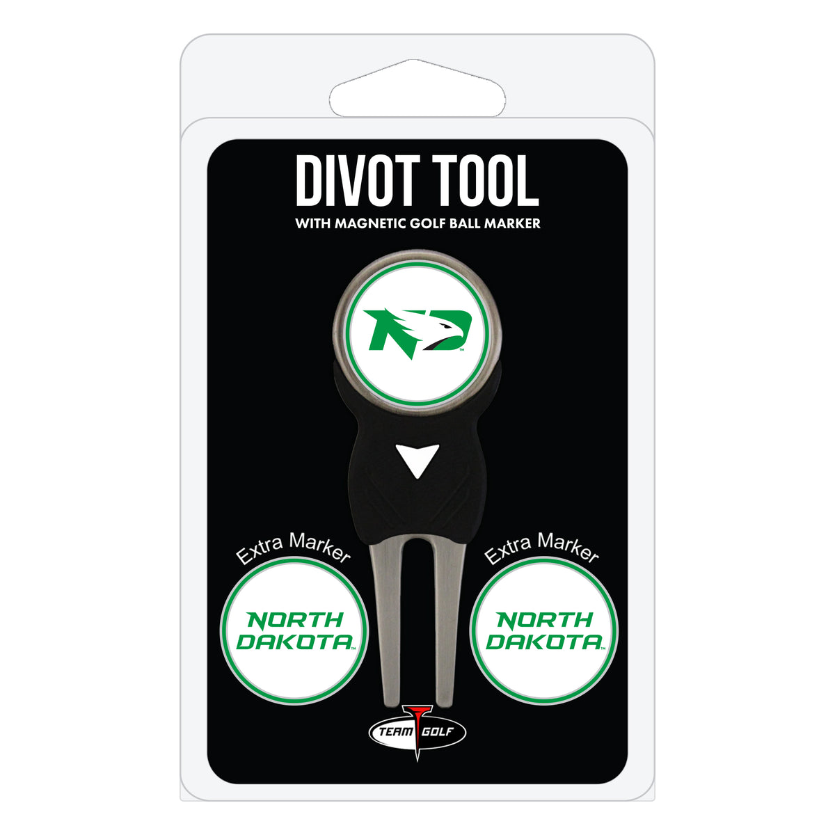 North Dakota Fighting Hawks divot repair tool and three ball markers