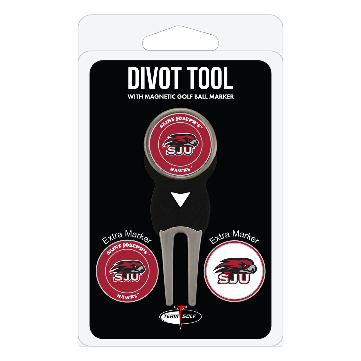 Saint Joseph's Hawks divot repair tool and three ball markers