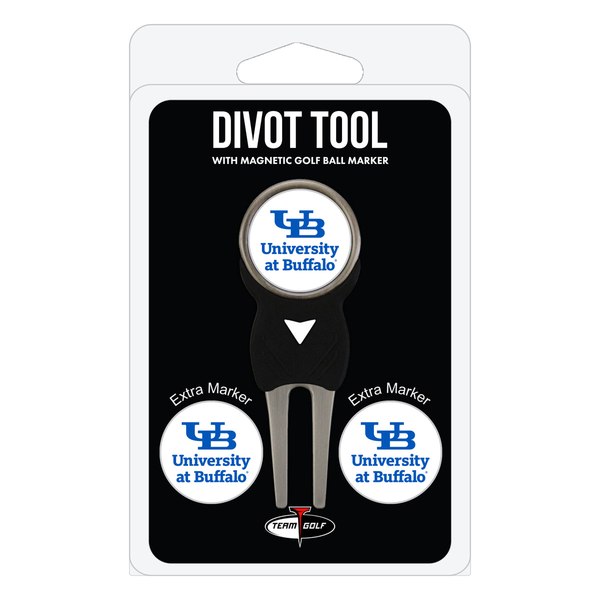 Buffalo Bulls divot repair tool and three ball markers