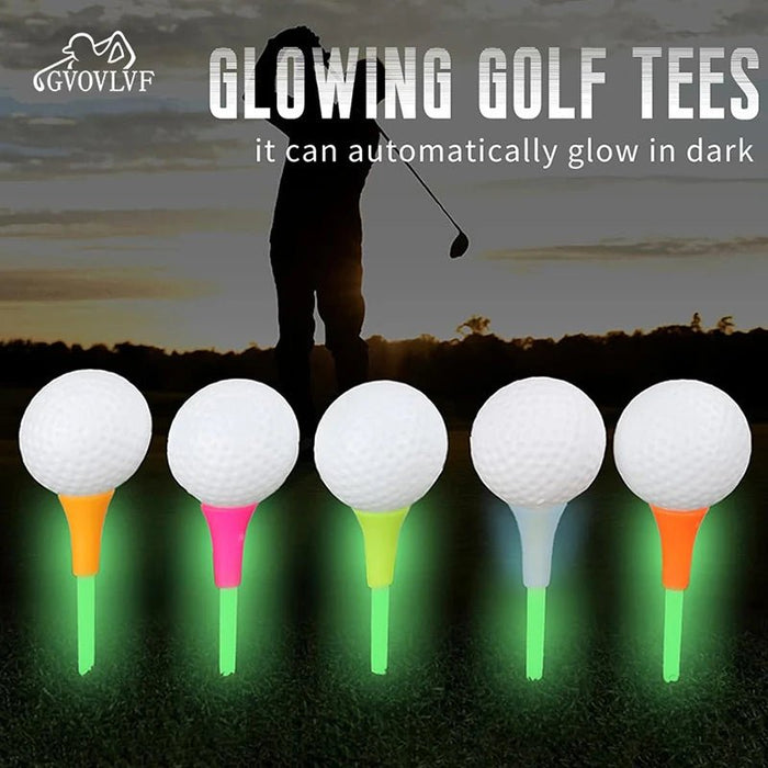6 - Pack Glowing Golf Tees – 3 - 1/4"(83mm) Rubber Top Tees - 6pcs Random Color - Club Rehab